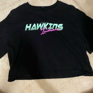 Stranger things black/neon crop top - size M